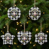 MacFarlane Black - White Tartan Crest Christmas Ceramic Ornament